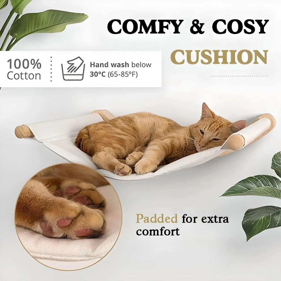 Cat Hammock Wall Mounted Cat Shelf With Two Steps For Sleeping, Playing, Climbing, And Lounging Cat Hammock Wall Mounted Cat Shelf With Two Steps For Sleeping, Playing, Climbing, And Lounging
