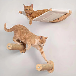 Cat Hammock Wall Mounted Cat Shelf With Two Steps For Sleeping, Playing, Climbing, And Lounging Cat Hammock Wall Mounted Cat Shelf With Two Steps For Sleeping, Playing, Climbing, And Lounging