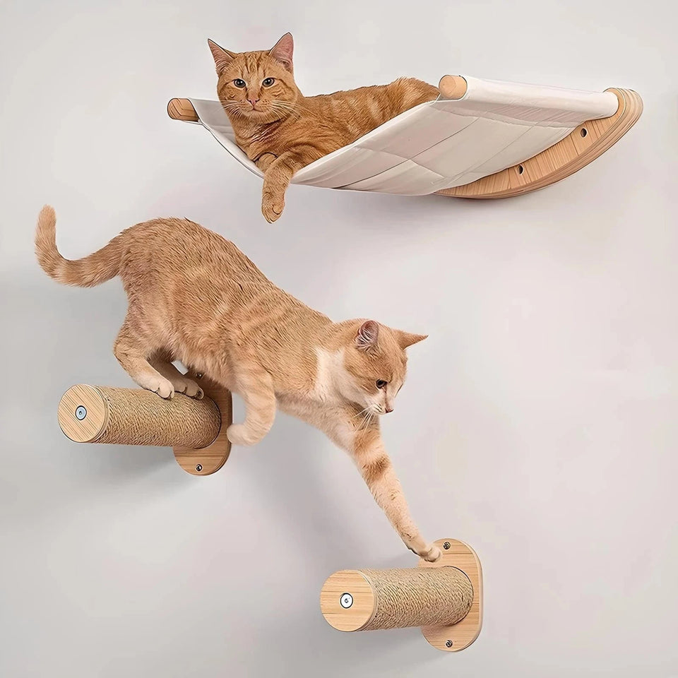 Cat Hammock Wall Mounted Cat Shelf With Two Steps For Sleeping, Playing, Climbing, And Lounging Cat Hammock Wall Mounted Cat Shelf With Two Steps For Sleeping, Playing, Climbing, And Lounging