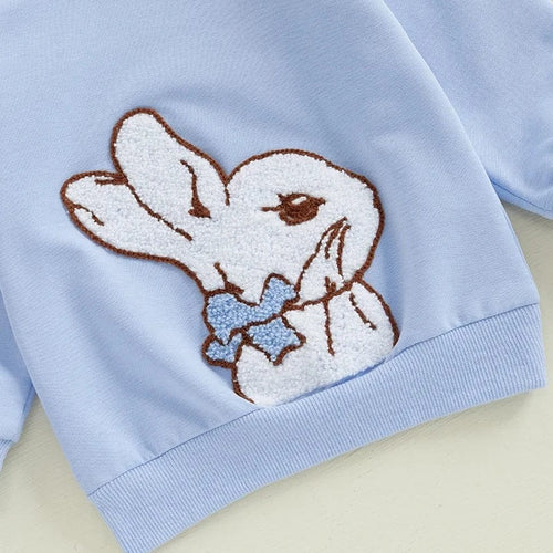 Easter Bunny Floral Embroidery Ruffle Sleeves - Spring Holiday Outfit Easter Bunny Floral Embroidery Ruffle Sleeves - Spring Holiday Outfit