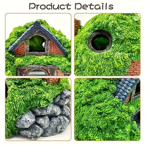 Green 3pcs Large Resin Aquarium Decor Set with Dual Layered Cabins & 2 Artificial Water Plants 3pcs Large Resin Aquarium Decor Set with Dual Layered Cabins & 2 Artificial Water Plants