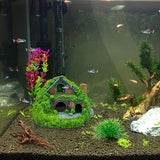 Green 3pcs Large Resin Aquarium Decor Set with Dual Layered Cabins & 2 Artificial Water Plants 3pcs Large Resin Aquarium Decor Set with Dual Layered Cabins & 2 Artificial Water Plants