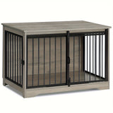 Greige [Rustic Dog Crate Furniture] 39.4" Double Door Dog Crate, Dog Crate Furniture - Wooden End Side Table Dog Kennel Indoor For Small Medium Large Dog - Anti-Chew Anti-Escape, Rustic Brown/BlackGreige/White/White Brown [Rustic Dog Crate Furniture] 39.4" Double Door Dog Crate, Dog Crate Furniture - Wooden End Side Table Dog Kennel Indoor For Small Medium Large Dog - Anti-Chew Anti-Escape, Rustic Brown/BlackGreige/White/White Brown