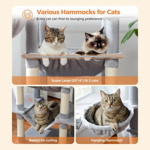 Large Cat Tree for Indoor Large Cats Tall Cat Tower for Fat Cats with Super Big Hammock, Cat Climbing Trees with Scratching Post Large Cat Tree for Indoor Large Cats Tall Cat Tower for Fat Cats with Super Big Hammock, Cat Climbing Trees with Scratching Post