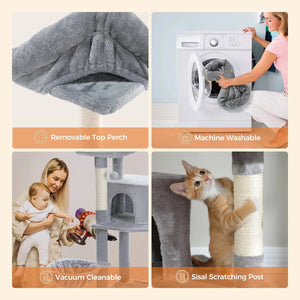 Large Cat Tree for Indoor Large Cats Tall Cat Tower for Fat Cats with Super Big Hammock, Cat Climbing Trees with Scratching Post Large Cat Tree for Indoor Large Cats Tall Cat Tower for Fat Cats with Super Big Hammock, Cat Climbing Trees with Scratching Post