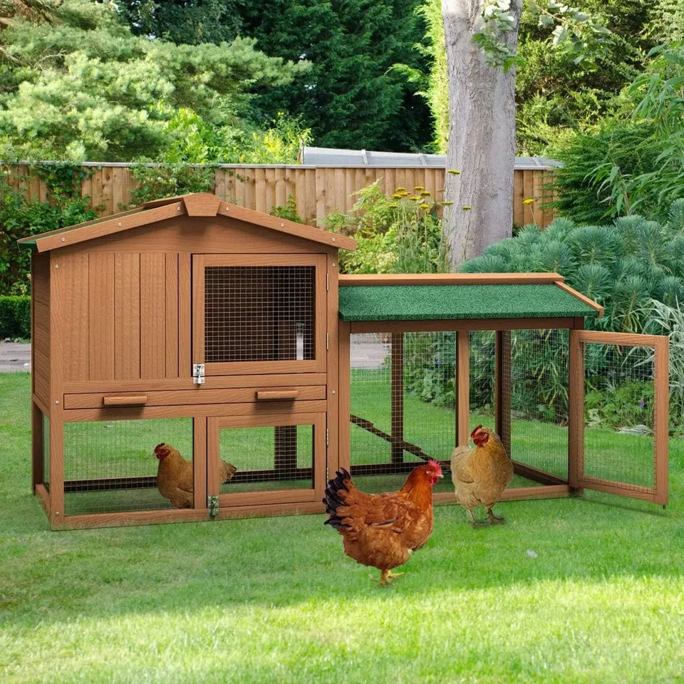 Natural / United States Large Chicken Coop, Wooden Hen House, Rabbit Ramp Large Chicken Coop, Wooden Hen House, Rabbit Ramp