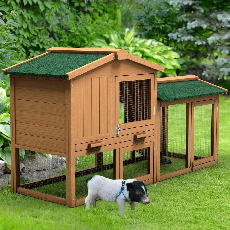 Natural / United States Large Chicken Coop, Wooden Hen House, Rabbit Ramp Large Chicken Coop, Wooden Hen House, Rabbit Ramp
