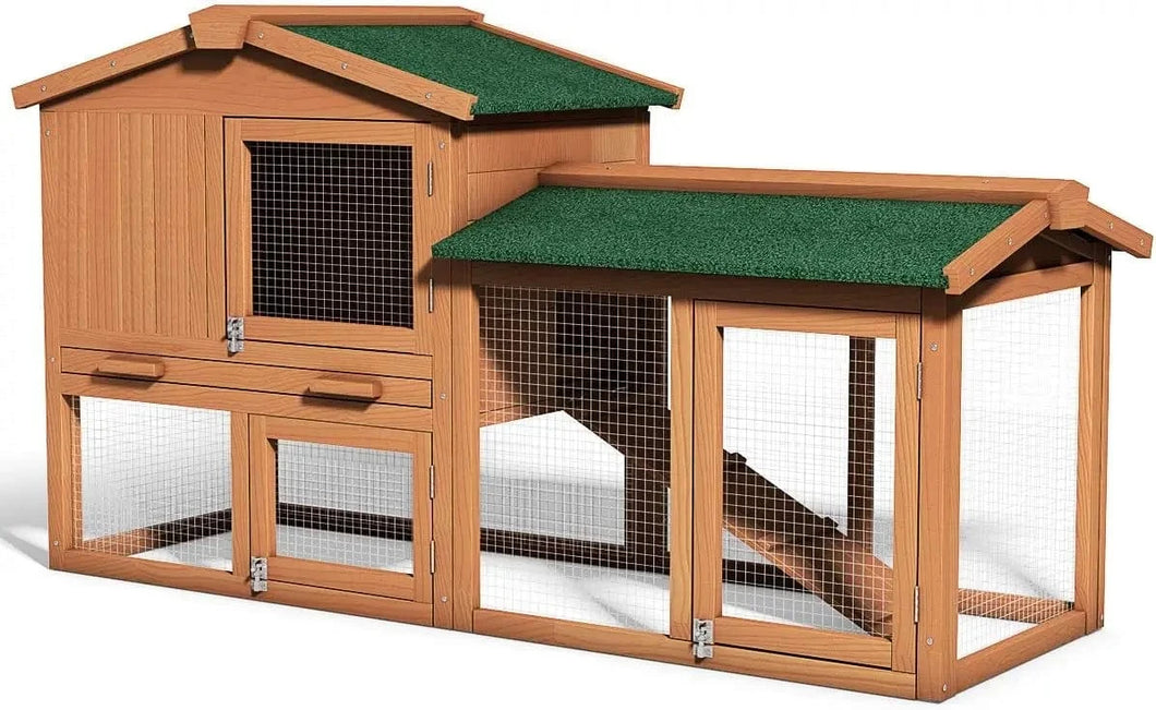 Natural / United States Large Chicken Coop, Wooden Hen House, Rabbit Ramp Large Chicken Coop, Wooden Hen House, Rabbit Ramp