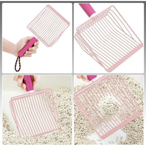 pink / United States Cat Litter Scoop,Metal, Bar Grid Shape with Suspendable Cord (Pink) Cat Litter Scoop,Metal, Bar Grid Shape with Suspendable Cord (Pink)