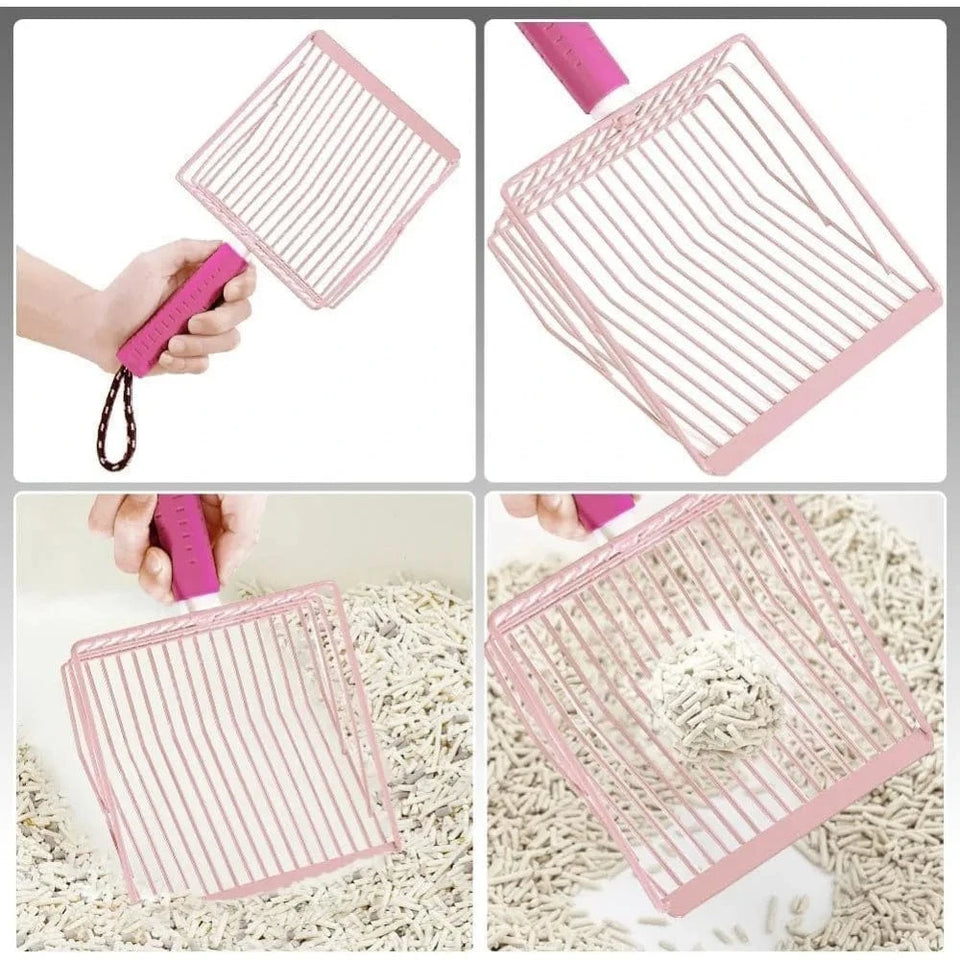pink / United States Cat Litter Scoop,Metal, Bar Grid Shape with Suspendable Cord (Pink) Cat Litter Scoop,Metal, Bar Grid Shape with Suspendable Cord (Pink)