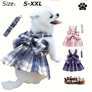 Plaid Dog Dress Bow Tie Harness Leash for Small Dogs, Cats, Small animals Plaid Dog Dress Bow Tie Harness Leash for Small Dogs, Cats, Small animals