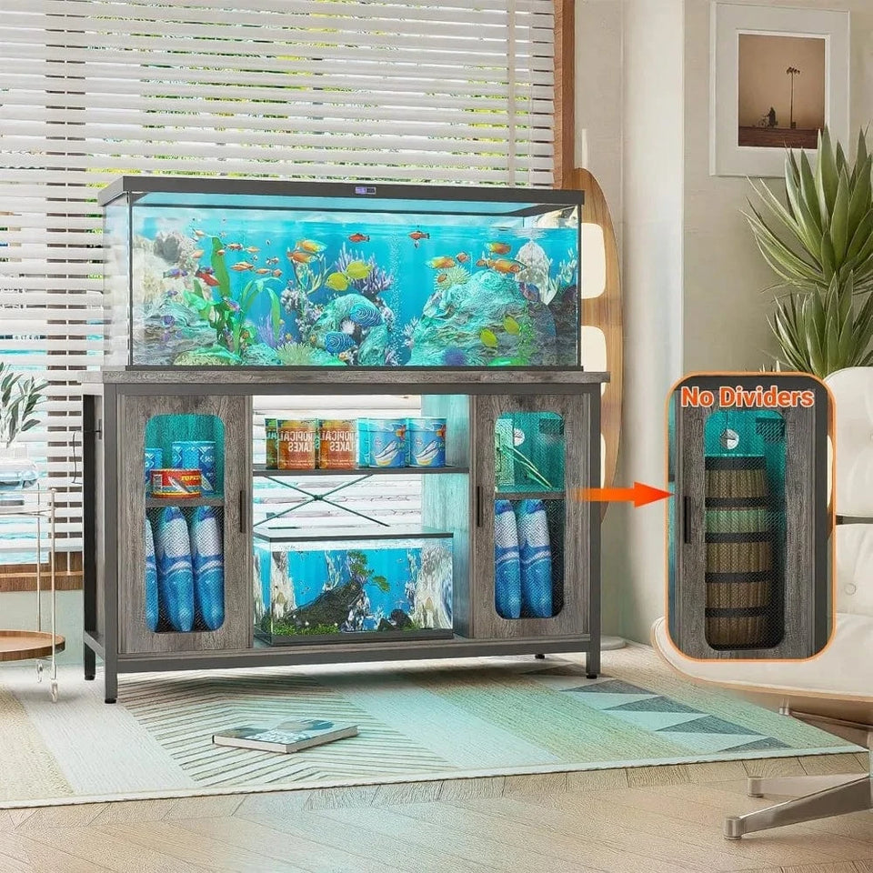Reptile, Fish Tank Stand, Power Outlets, LED Light, 55-75 Gallon Reversible Terrarium Stand Reptile, Fish Tank Stand, Power Outlets, LED Light, 55-75 Gallon Reversible Terrarium Stand