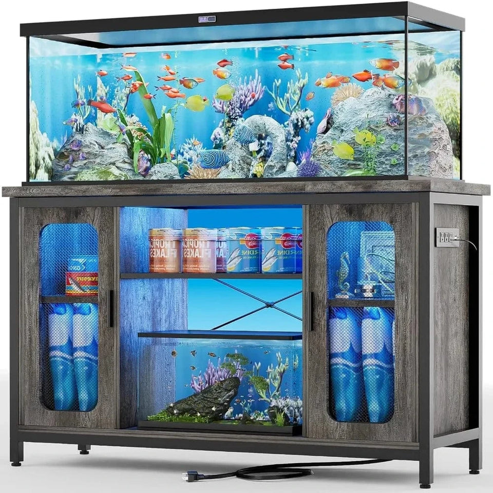 Reptile, Fish Tank Stand, Power Outlets, LED Light, 55-75 Gallon Reversible Terrarium Stand Reptile, Fish Tank Stand, Power Outlets, LED Light, 55-75 Gallon Reversible Terrarium Stand