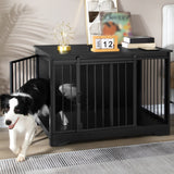 [Rustic Dog Crate Furniture] 39.4" Double Door Dog Crate, Dog Crate Furniture - Wooden End Side Table Dog Kennel Indoor For Small Medium Large Dog - Anti-Chew Anti-Escape, Rustic Brown/BlackGreige/White/White Brown [Rustic Dog Crate Furniture] 39.4" Double Door Dog Crate, Dog Crate Furniture - Wooden End Side Table Dog Kennel Indoor For Small Medium Large Dog - Anti-Chew Anti-Escape, Rustic Brown/BlackGreige/White/White Brown