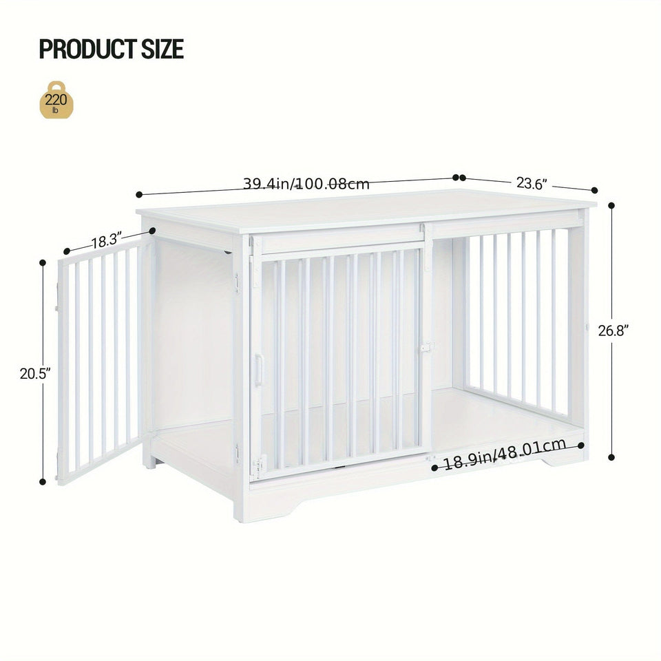 [Rustic Dog Crate Furniture] 39.4" Double Door Dog Crate, Dog Crate Furniture - Wooden End Side Table Dog Kennel Indoor For Small Medium Large Dog - Anti-Chew Anti-Escape, Rustic Brown/BlackGreige/White/White Brown [Rustic Dog Crate Furniture] 39.4" Double Door Dog Crate, Dog Crate Furniture - Wooden End Side Table Dog Kennel Indoor For Small Medium Large Dog - Anti-Chew Anti-Escape, Rustic Brown/BlackGreige/White/White Brown