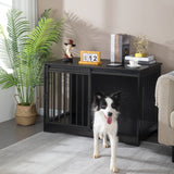 [Rustic Dog Crate Furniture] 39.4" Double Door Dog Crate, Dog Crate Furniture - Wooden End Side Table Dog Kennel Indoor For Small Medium Large Dog - Anti-Chew Anti-Escape, Rustic Brown/BlackGreige/White/White Brown [Rustic Dog Crate Furniture] 39.4" Double Door Dog Crate, Dog Crate Furniture - Wooden End Side Table Dog Kennel Indoor For Small Medium Large Dog - Anti-Chew Anti-Escape, Rustic Brown/BlackGreige/White/White Brown