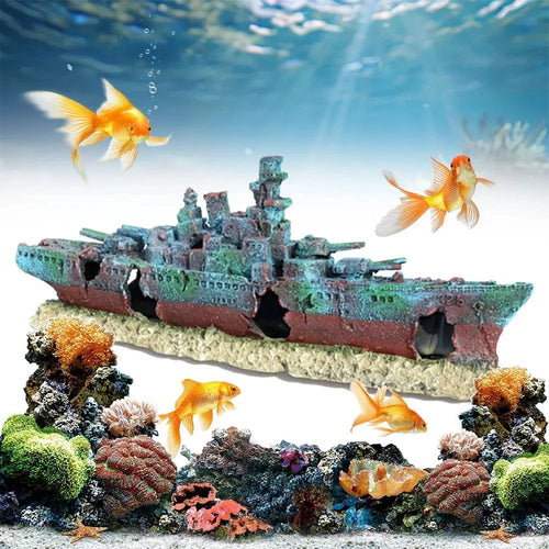 United States Aquarium Creative Warship Wreckage Shipwreck Decorations, Cave Decor Accessories Aquarium Creative Warship Wreckage Shipwreck Decorations, Cave Decor Accessories