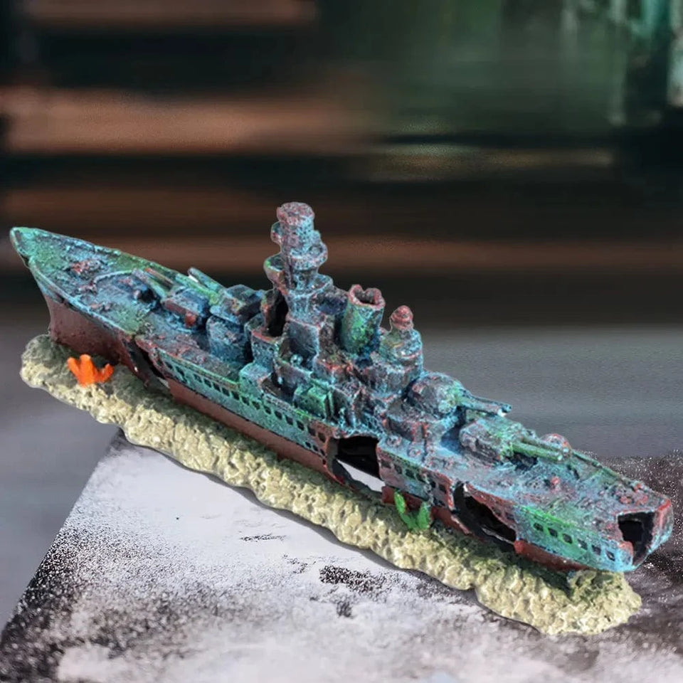 United States Aquarium Creative Warship Wreckage Shipwreck Decorations, Cave Decor Accessories Aquarium Creative Warship Wreckage Shipwreck Decorations, Cave Decor Accessories