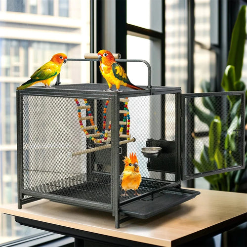 United States Portable Bird Cage Travel Carrier Cage Playpen with Hammock Toy Removable Tray Portable Bird Cage Travel Carrier Cage Playpen with Hammock Toy Removable Tray