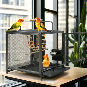 United States Portable Bird Cage Travel Carrier Cage Playpen with Hammock Toy Removable Tray Portable Bird Cage Travel Carrier Cage Playpen with Hammock Toy Removable Tray