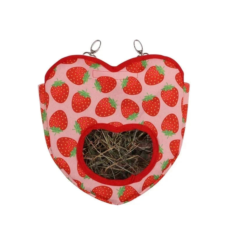 United States / strawberry Hanging Grass Feeding Bag for Small Pets Feeding Bag for Pets Portable Food Storage Rabbit Hanging Pouch Feeder