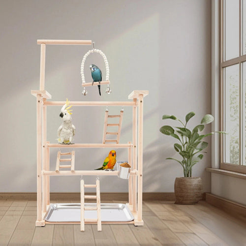 United States / WHITE 3-Tier Large Beech Wood Parrot Play Stand, 31