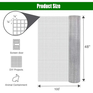 United States / WHITE Hardware Cloth 1/4 inch 48in x 100ft 23 Gauge, Hot-dip Galvanized Chicken Wire Fence Roll Hardware Cloth 1/4 inch 48in x 100ft 23 Gauge, Hot-dip Galvanized Chicken Wire Fence Roll