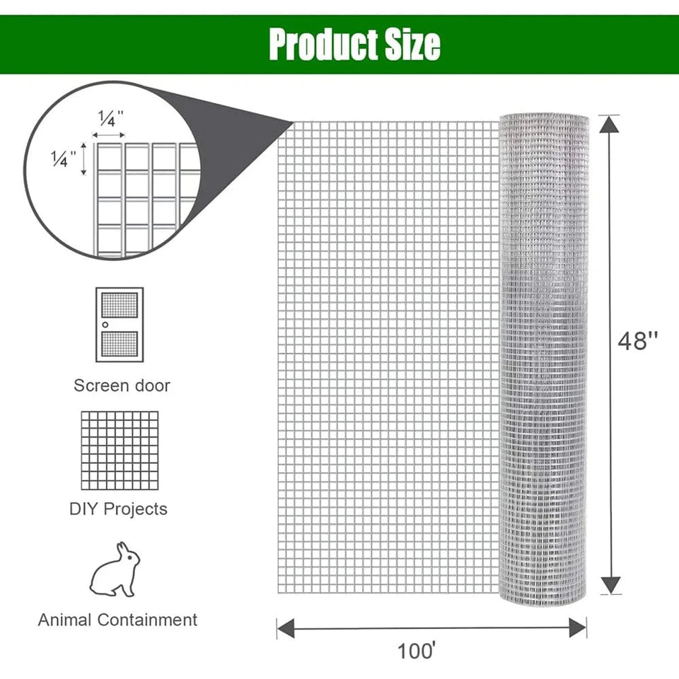 United States / WHITE Hardware Cloth 1/4 inch 48in x 100ft 23 Gauge, Hot-dip Galvanized Chicken Wire Fence Roll Hardware Cloth 1/4 inch 48in x 100ft 23 Gauge, Hot-dip Galvanized Chicken Wire Fence Roll