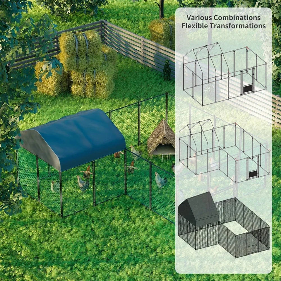 XL / United States Heavy Duty XXL Metal Kennel Hutch Chicken Run Coop, Cage Walk In Coop; Poultry Hen Rabbit Pen Heavy Duty XXL Metal Kennel Hutch Chicken Run Coop, Cage Walk In Coop; Poultry Hen Rabbit Pen