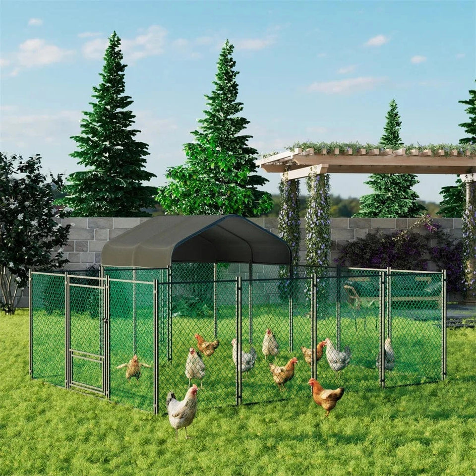 XL / United States Heavy Duty XXL Metal Kennel Hutch Chicken Run Coop, Cage Walk In Coop; Poultry Hen Rabbit Pen Heavy Duty XXL Metal Kennel Hutch Chicken Run Coop, Cage Walk In Coop; Poultry Hen Rabbit Pen
