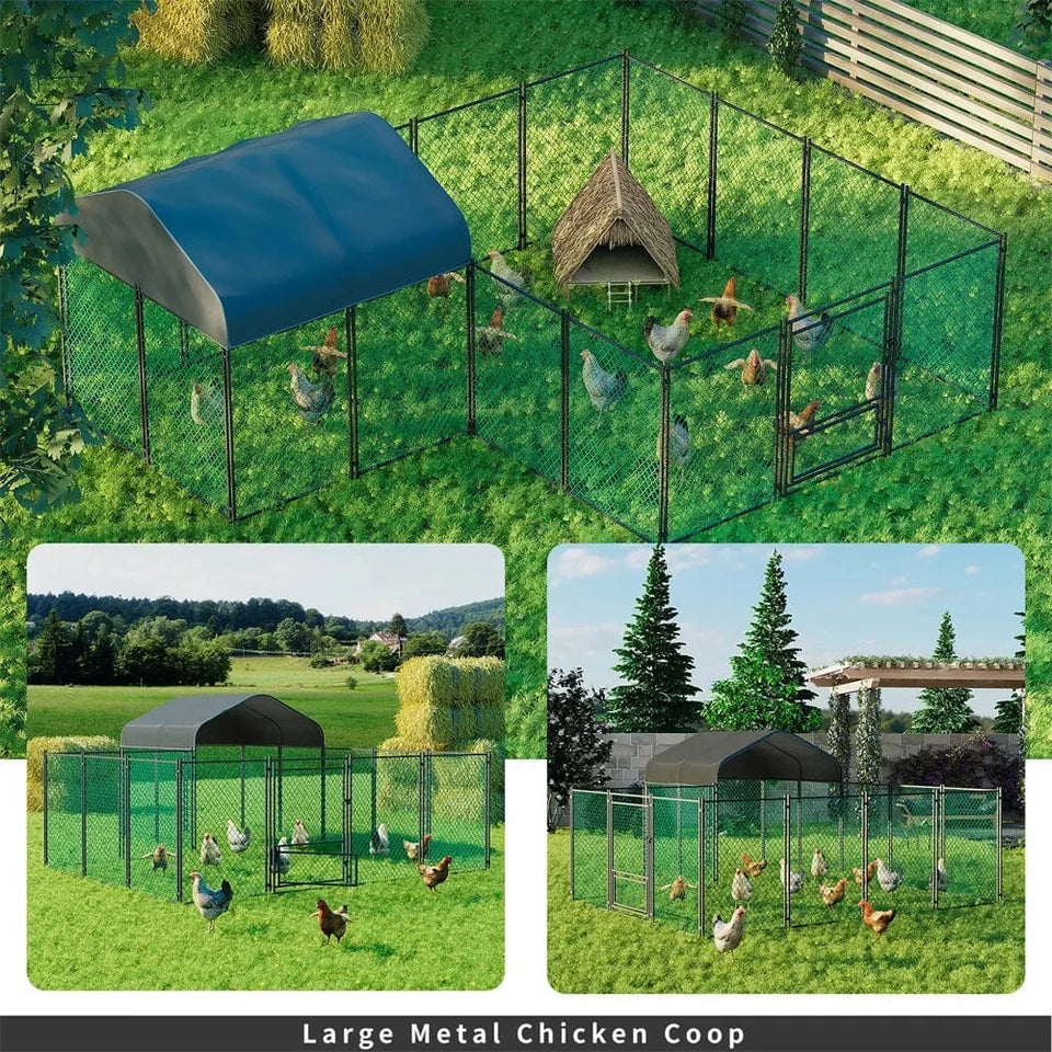 XL / United States Heavy Duty XXL Metal Kennel Hutch Chicken Run Coop, Cage Walk In Coop; Poultry Hen Rabbit Pen Heavy Duty XXL Metal Kennel Hutch Chicken Run Coop, Cage Walk In Coop; Poultry Hen Rabbit Pen