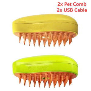 Yellow Green / United States 3 In 1 Cat Steamy Brush, Dog Grooming Comb Dog Grooming Comb 3 In 1 Cat Steamy Brush, Dog Grooming Comb
