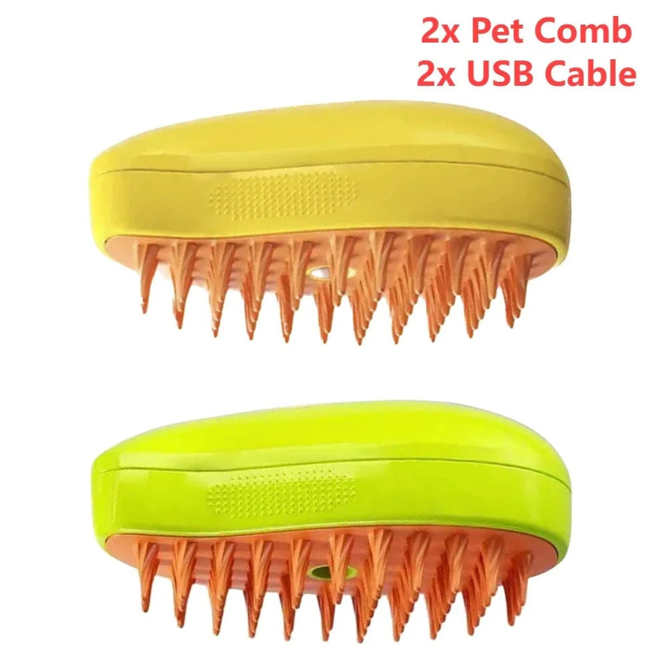 Yellow Green / United States 3 In 1 Cat Steamy Brush, Dog Grooming Comb Dog Grooming Comb 3 In 1 Cat Steamy Brush, Dog Grooming Comb