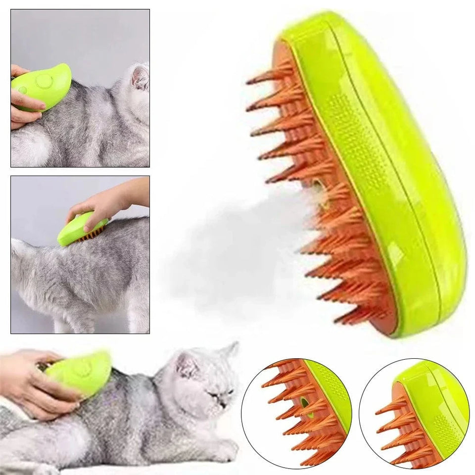 Yellow Green / United States 3 In 1 Cat Steamy Brush, Dog Grooming Comb Dog Grooming Comb 3 In 1 Cat Steamy Brush, Dog Grooming Comb